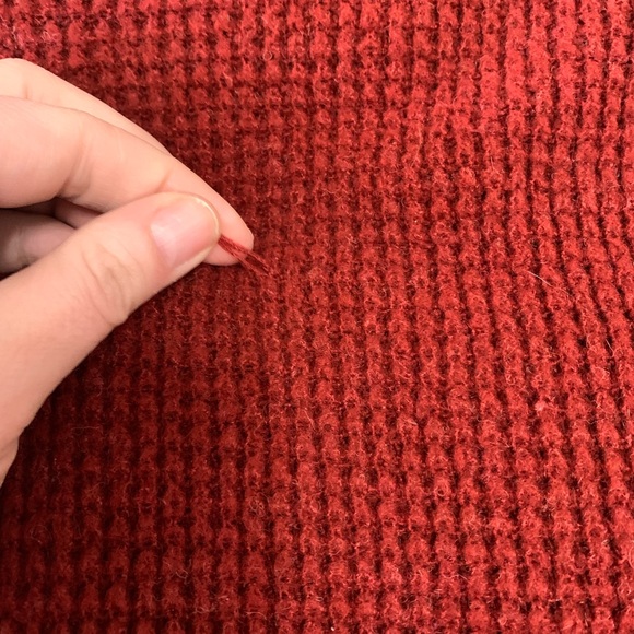 Free People Red V-Neck Sweater tunic oversized Small cozy soft everyday - Picture 7 of 9